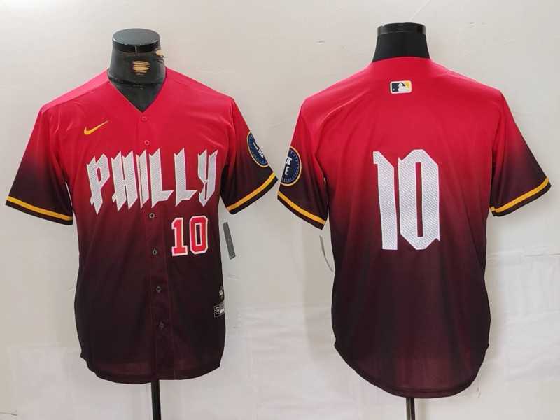 Men%27s Philadelphia Phillies #10 JT Realmuto Red 2024 City Connect Limited Stitched Jerseys->philadelphia phillies->MLB Jersey